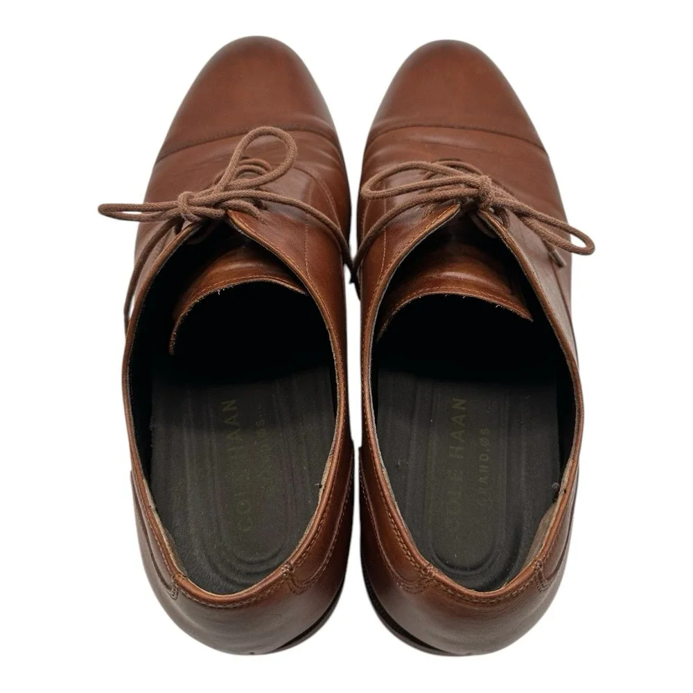 Cole Haan Grand OS Harrison Shoes Mens 9 M Brown‎ Leather Cap Toe Oxfords C24160